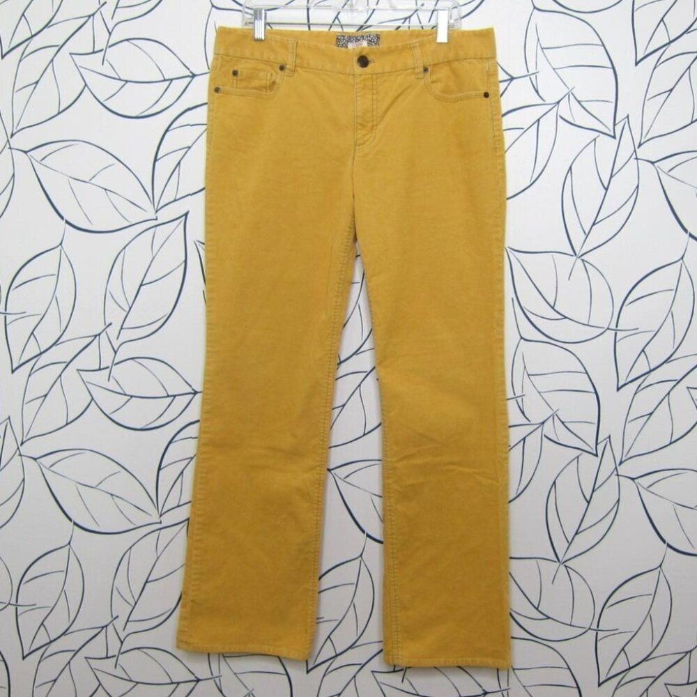 J. Crew Yellow 5-Pocket Bootcut Flared Corduroy Pants Womenโs Size 12 Reg